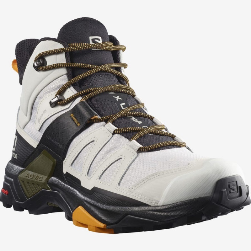 Men's Salomon X ULTRA 4 MID GORE-TEX Hiking Shoes White / Black | IN2082NWY