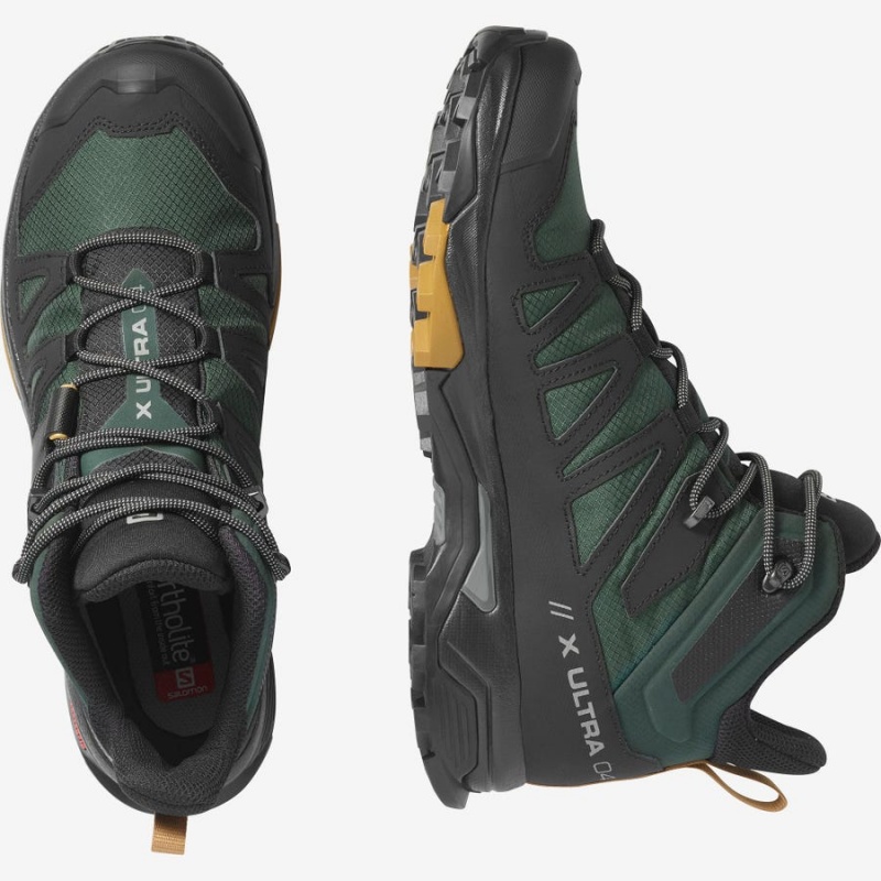 Men's Salomon X ULTRA 4 MID GORE-TEX Hiking Shoes Green / Black | IN2083MQZ