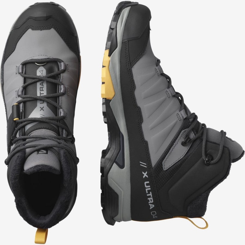 Men's Salomon X ULTRA 4 MID WINTER THINSULATE™ CLIMASALOMON™ WATERPROOF Winter Boots Black / Grey | IN2249BEX