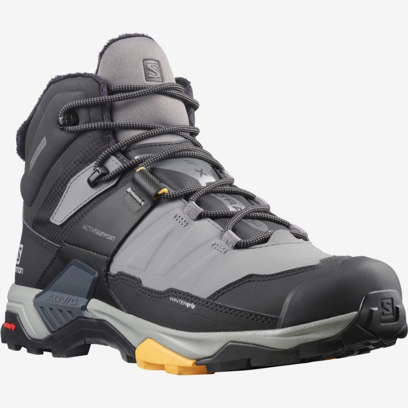 Men's Salomon X ULTRA 4 MID WINTER THINSULATE™ CLIMASALOMON™ WATERPROOF Winter Boots Black / Grey | IN2249BEX