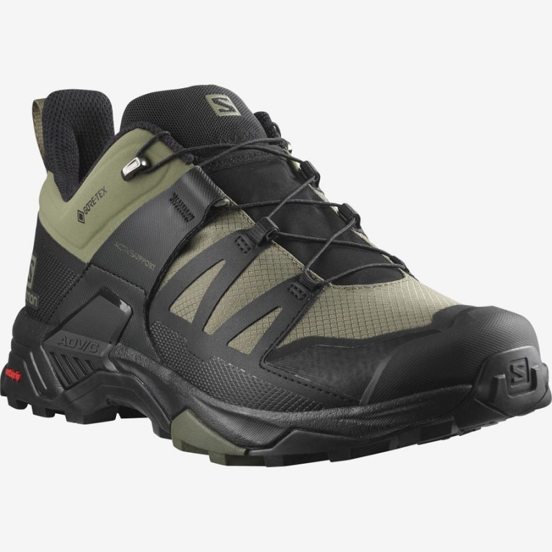 Men's Salomon X ULTRA 4 WIDE GORE-TEX Hiking Shoes Olive / Black | IN2073HAP