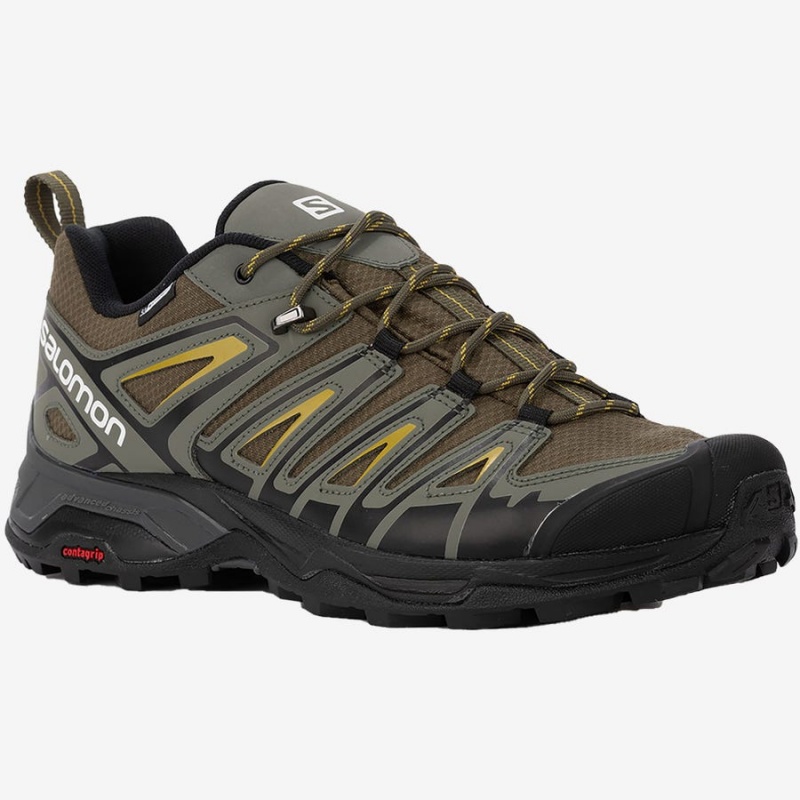 Men's Salomon X ULTRA PIONEER CLIMASALOMON™ WATERPROOF Hiking Shoes Olive / Black | IN2070DFM