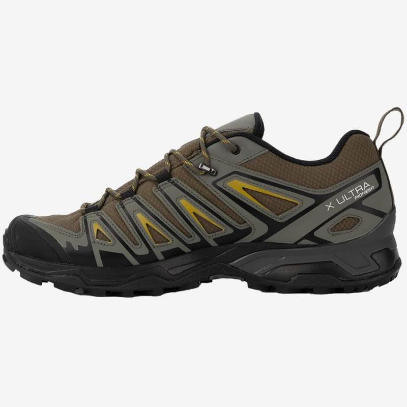 Men's Salomon X ULTRA PIONEER CLIMASALOMON™ WATERPROOF Hiking Shoes Olive / Black | IN2070DFM