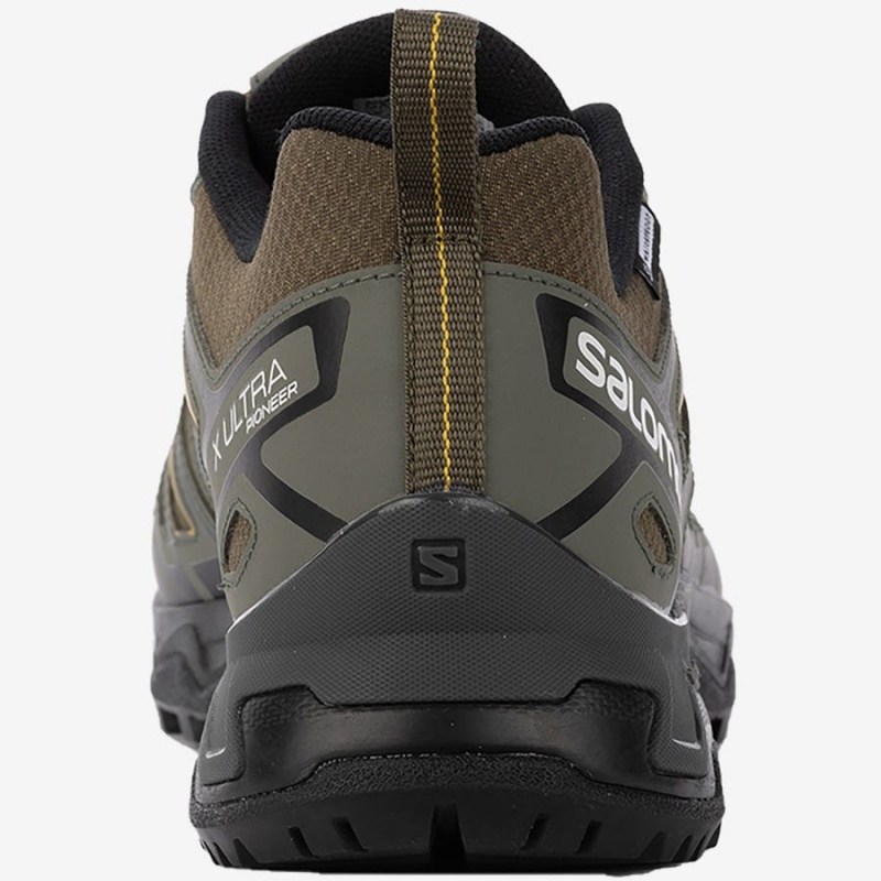 Men's Salomon X ULTRA PIONEER CLIMASALOMON™ WATERPROOF Hiking Shoes Olive / Black | IN2070DFM