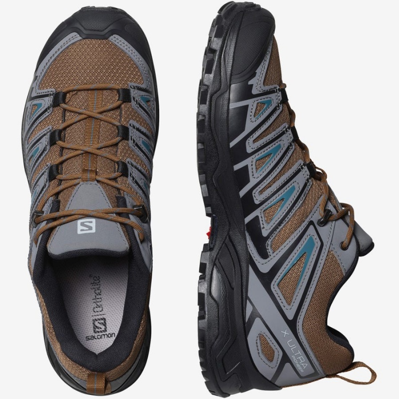 Men's Salomon X ULTRA PIONEER Hiking Shoes Grey / Brown | IN2058LIS