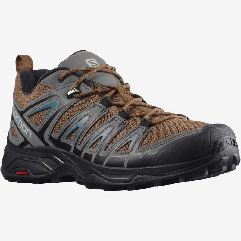 Men's Salomon X ULTRA PIONEER Hiking Shoes Grey / Brown | IN2058LIS