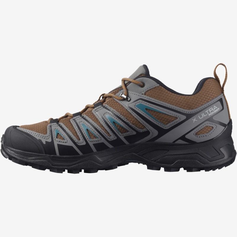 Men's Salomon X ULTRA PIONEER Hiking Shoes Grey / Brown | IN2058LIS