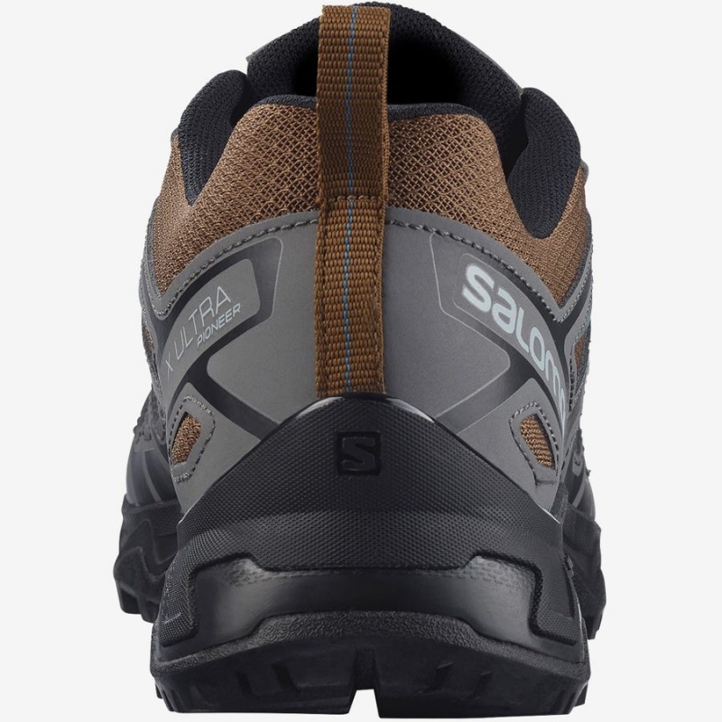 Men's Salomon X ULTRA PIONEER Hiking Shoes Grey / Brown | IN2058LIS