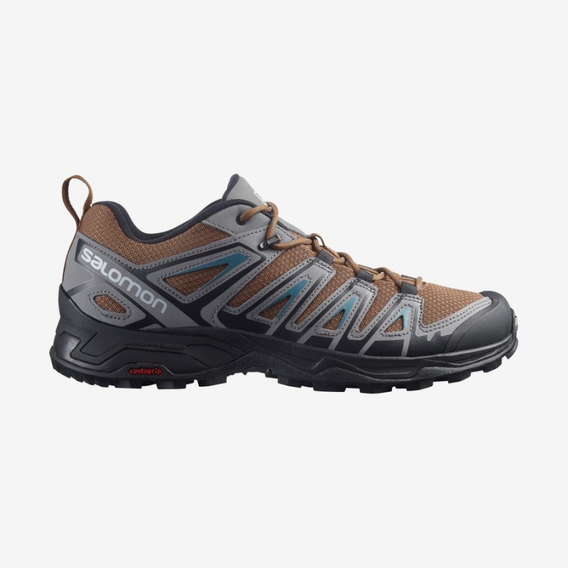 Men\'s Salomon X ULTRA PIONEER Hiking Shoes Grey / Brown | IN2058LIS