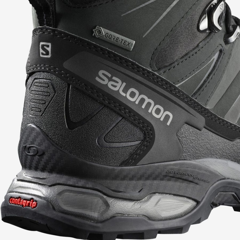 Men's Salomon X ULTRA TREK GORE-TEX Hiking Shoes Grey / Black / Green | IN2050AHK