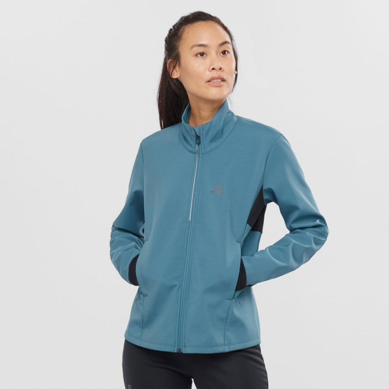 Women's Salomon AGILE SOFTSHELL Jackets Blue | IN3191JPQ