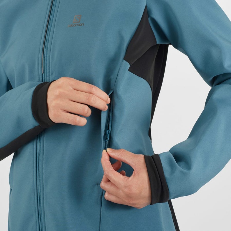 Women's Salomon AGILE SOFTSHELL Jackets Blue | IN3191JPQ