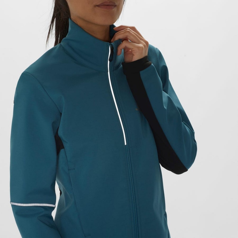 Women's Salomon AGILE SOFTSHELL Jackets Blue | IN3191JPQ