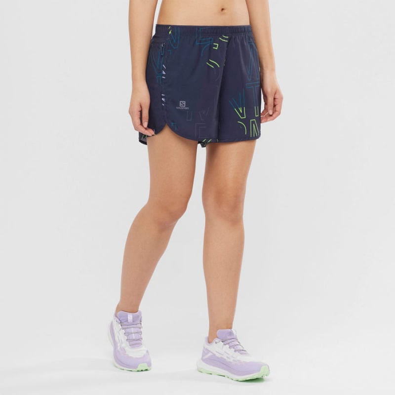 Women's Salomon AGILE Shorts Blue | IN3269KOR