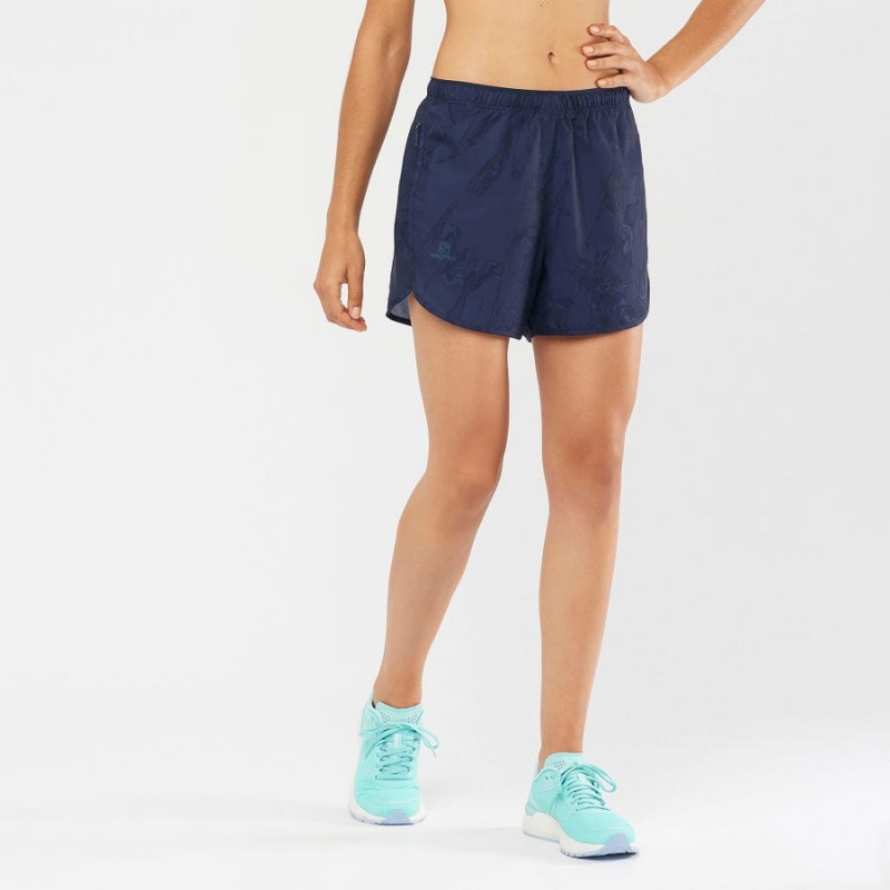 Women's Salomon AGILE Shorts Navy | IN3268JPQ