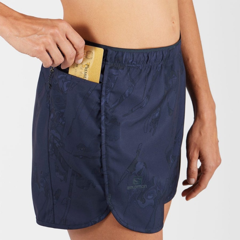 Women's Salomon AGILE Shorts Navy | IN3268JPQ