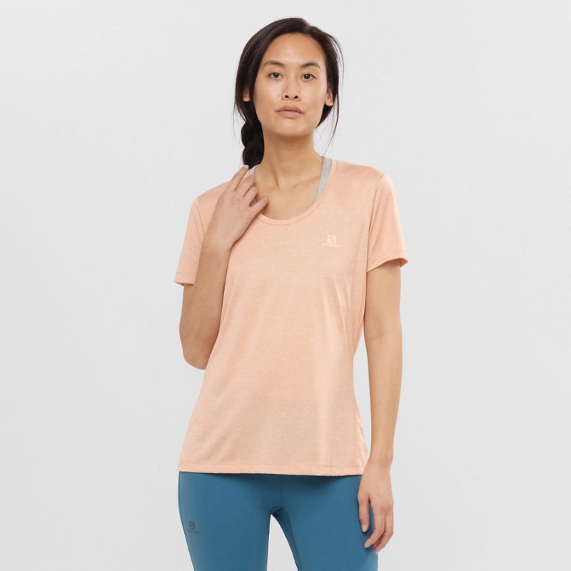 Women's Salomon AGILE T Shirts Beige | IN3070QMA