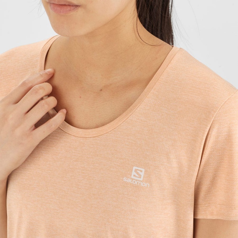 Women's Salomon AGILE T Shirts Beige | IN3070QMA