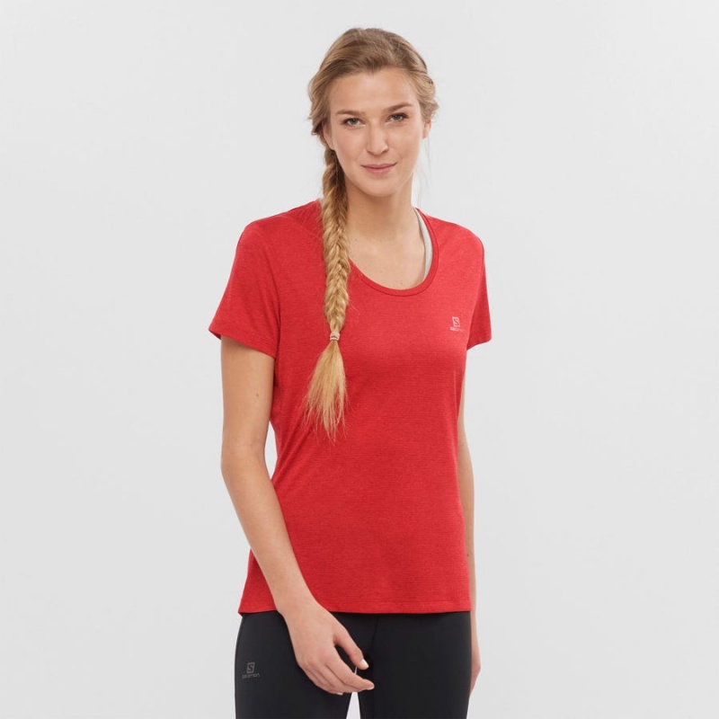 Women's Salomon AGILE T Shirts Red | IN3069MQZ