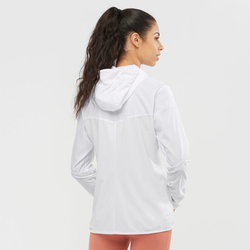 Women's Salomon AGILE WIND WINDBREAKERS Jackets White | IN3163HAP