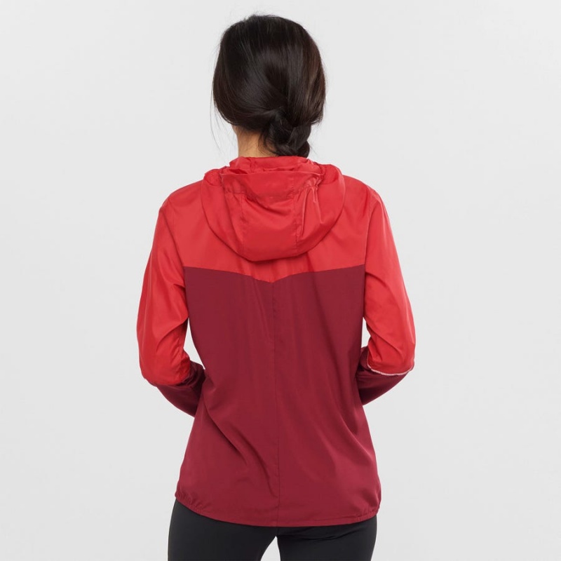 Women's Salomon AGILE WIND WINDBREAKERS Jackets Red | IN3165KOR