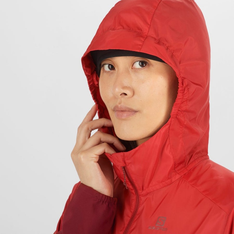 Women's Salomon AGILE WIND WINDBREAKERS Jackets Red | IN3165KOR