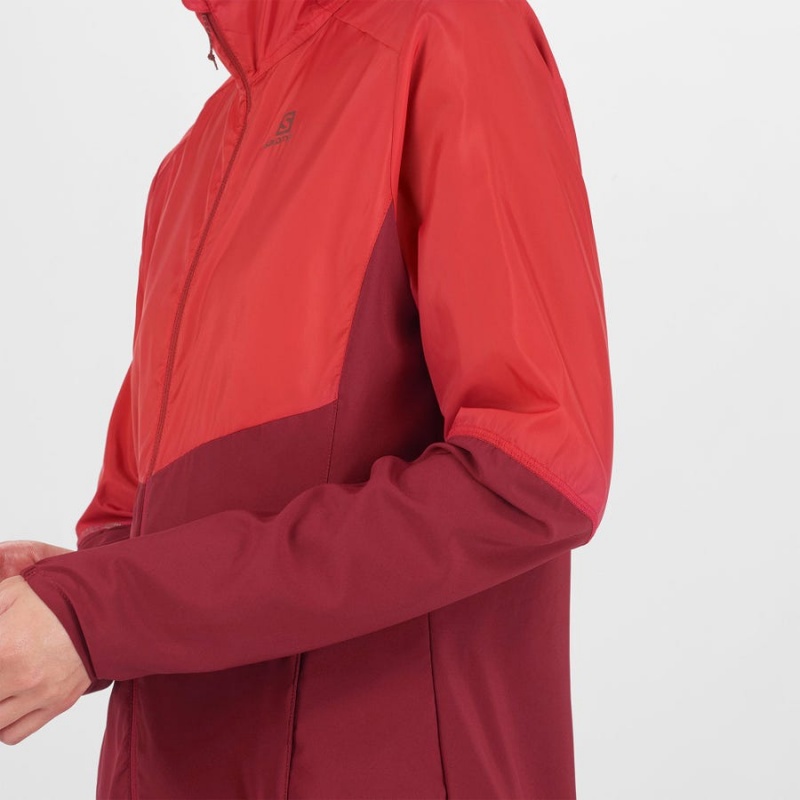 Women's Salomon AGILE WIND WINDBREAKERS Jackets Red | IN3165KOR