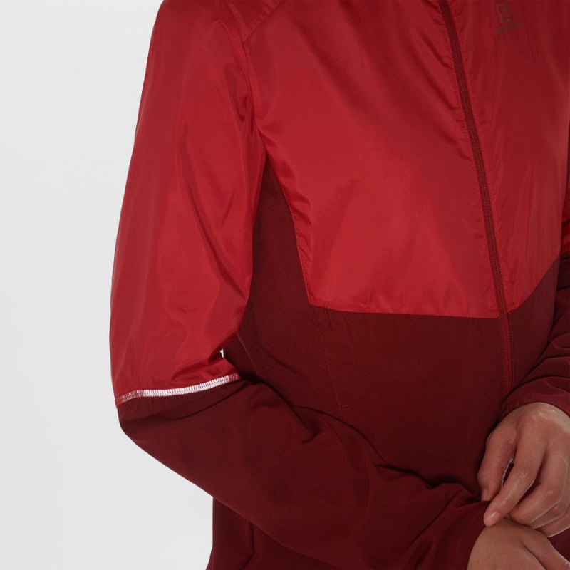 Women's Salomon AGILE WIND WINDBREAKERS Jackets Red | IN3165KOR