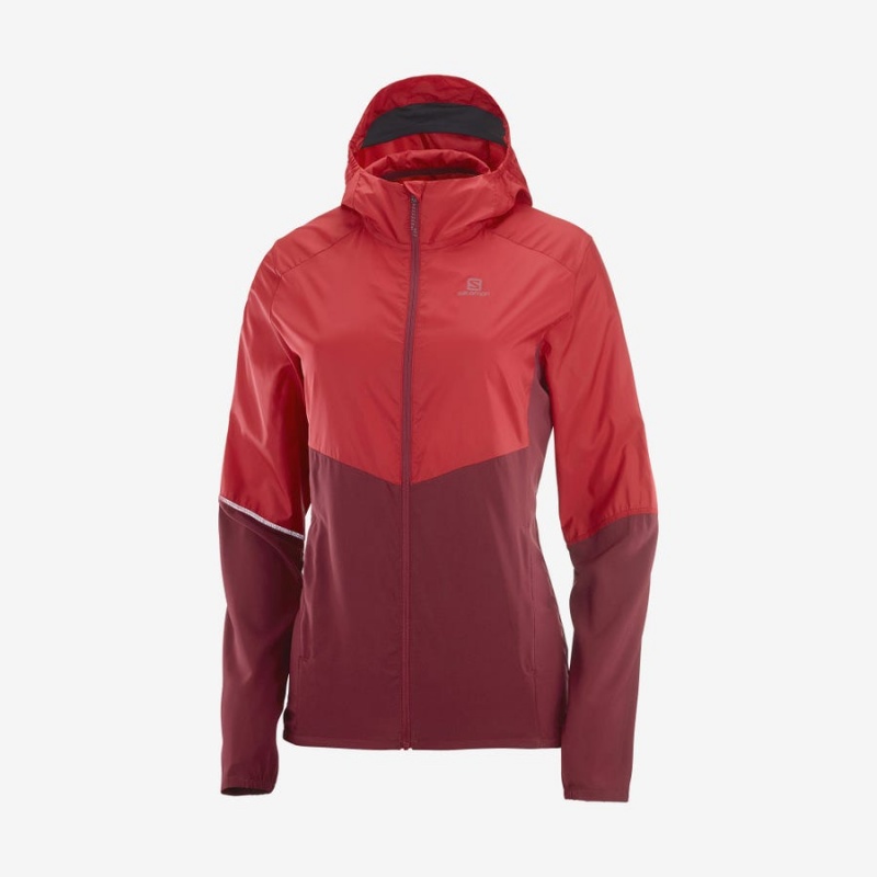 Women\'s Salomon AGILE WIND WINDBREAKERS Jackets Red | IN3165KOR