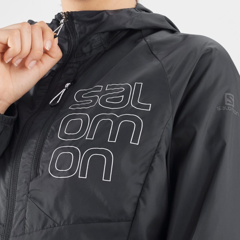 Women's Salomon BONATTI CROSS WIND WINDBREAKERS Jackets Black | IN3160DFM