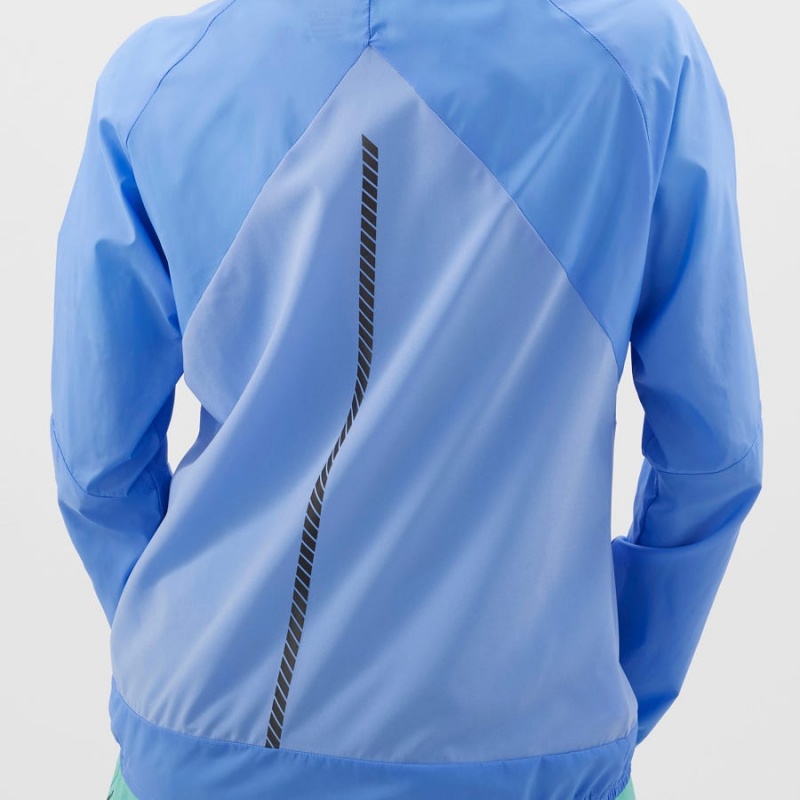 Women's Salomon BONATTI CROSS WIND WINDBREAKERS Jackets Blue | IN3162GSO