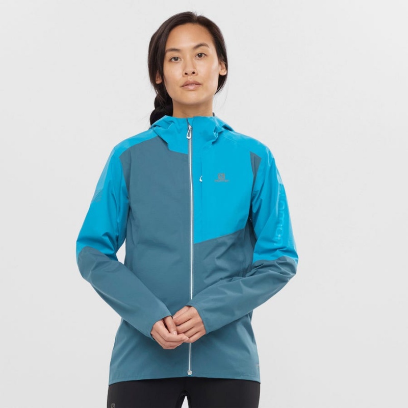 Women's Salomon BONATTI TRAIL WATERPROOF Jackets Blue | IN3131PJJ