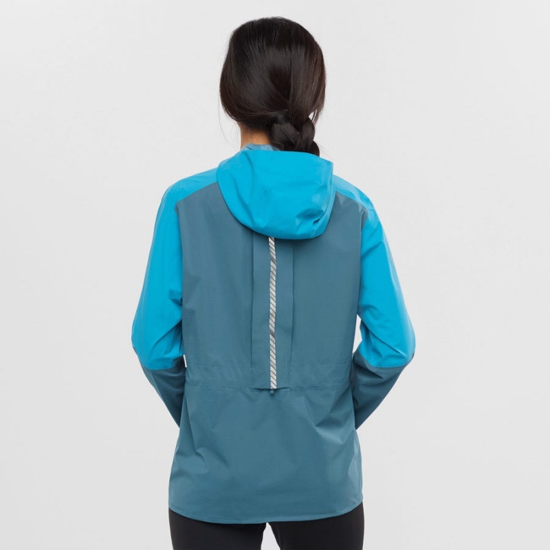 Women's Salomon BONATTI TRAIL WATERPROOF Jackets Blue | IN3131PJJ