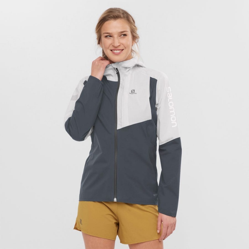 Women's Salomon BONATTI TRAIL WATERPROOF Jackets Grey | IN3132AHK