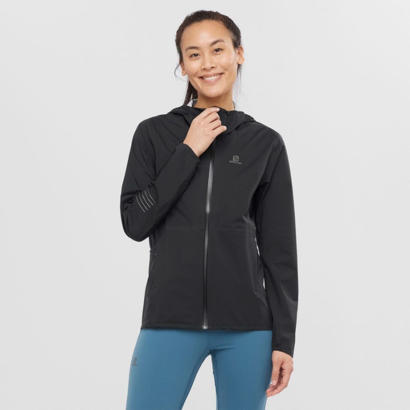 Women's Salomon BONATTI WATERPROOF Jackets Black / Blue | IN3147NWY