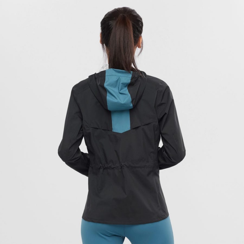 Women's Salomon BONATTI WATERPROOF Jackets Black / Blue | IN3147NWY