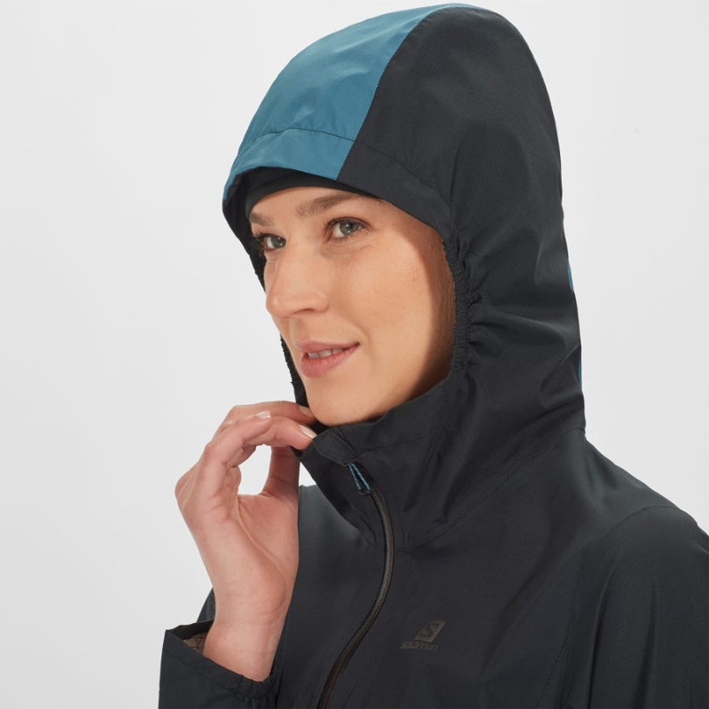 Women's Salomon BONATTI WATERPROOF Jackets Black / Blue | IN3147NWY