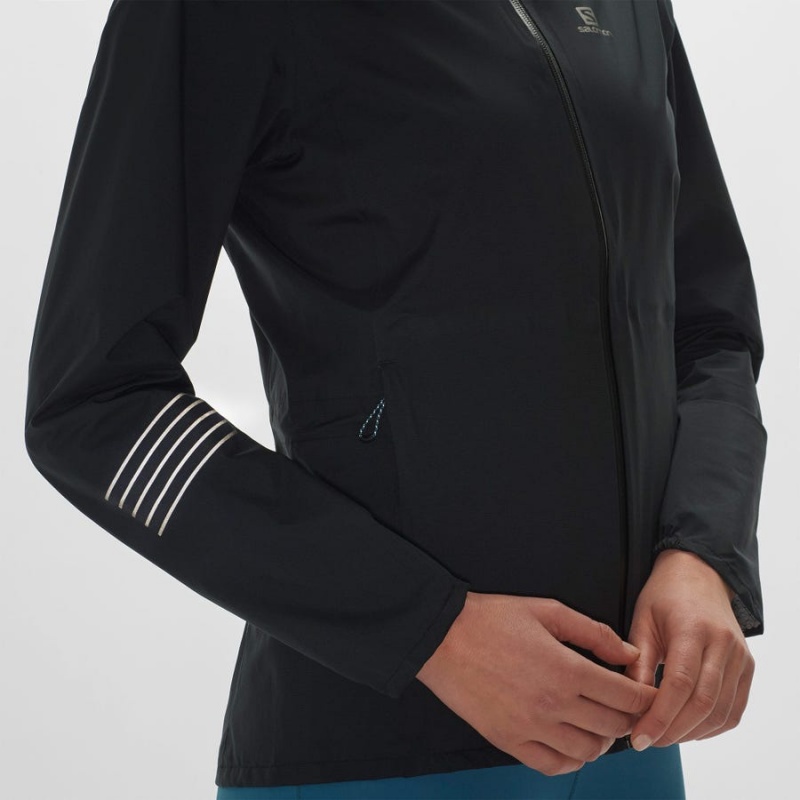 Women's Salomon BONATTI WATERPROOF Jackets Black / Blue | IN3147NWY