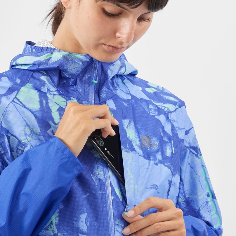 Women's Salomon BONATTI WATERPROOF Jackets Blue | IN3151AHK