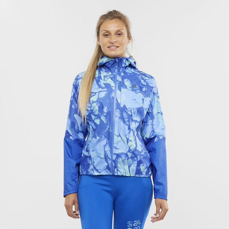 Women's Salomon BONATTI WATERPROOF Jackets Blue | IN3151AHK