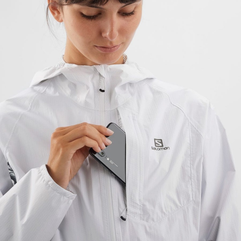 Women's Salomon BONATTI WATERPROOF Jackets White | IN3152SGL