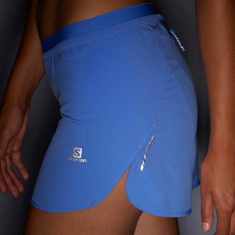 Women's Salomon CROSS 3'' Shorts Blue | IN3277MQZ