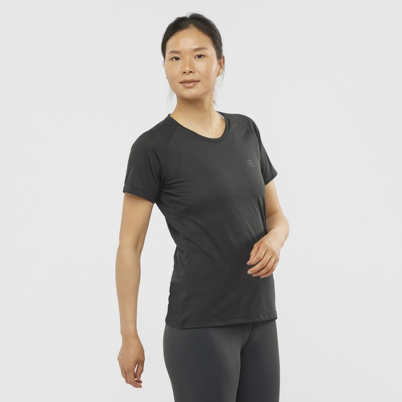 Women's Salomon CROSS REBEL T Shirts Black | IN3053JPQ