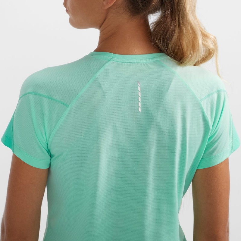 Women's Salomon CROSS RUN T Shirts Green | IN3084FDN