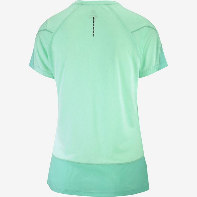 Women's Salomon CROSS RUN T Shirts Green | IN3084FDN