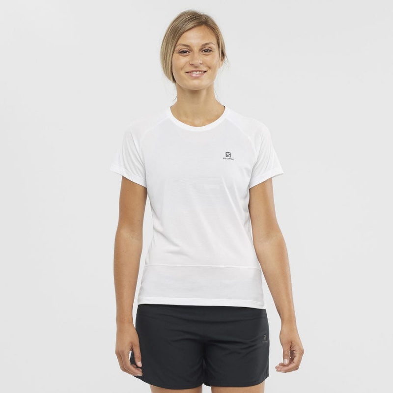 Women's Salomon CROSS RUN T Shirts White | IN3083DFM