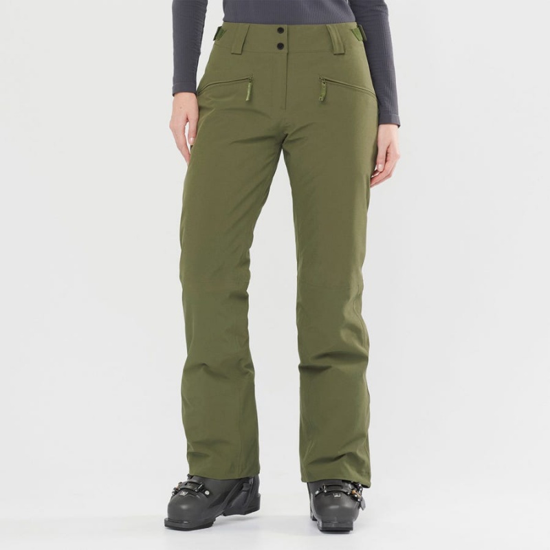 Women's Salomon EDGE Ski Pants Olive | IN3302BEX