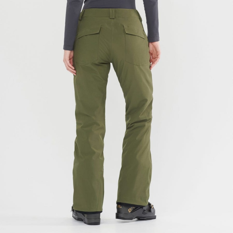 Women's Salomon EDGE Ski Pants Olive | IN3302BEX