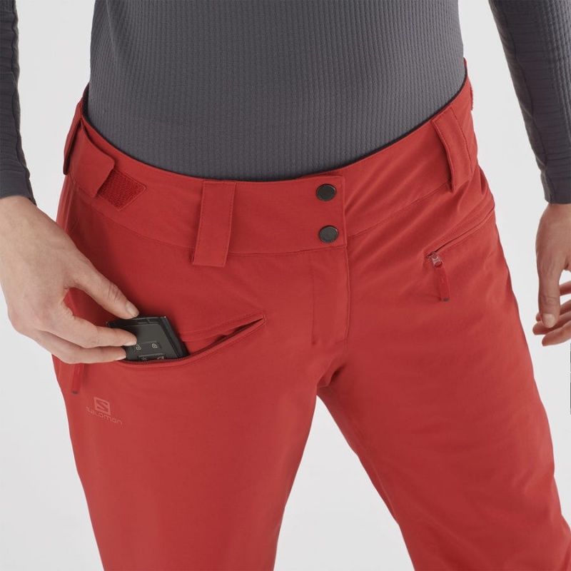 Women's Salomon EDGE Ski Pants Red | IN3299XYU