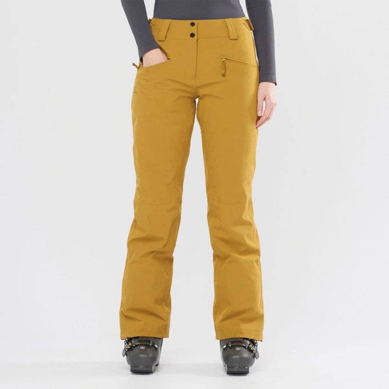 Women's Salomon EDGE Ski Pants Yellow | IN3296KOR